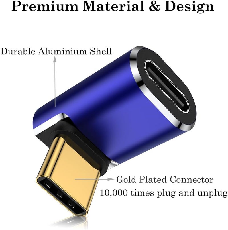 AuviPal محول USB C بزاوية 90 درجة (عبوة 2)، زاوية ليمين ويسار شكل L موصل USB نوع C ذكر إلى أنثى لجهاز Steam Deck، ROG Ally، MacBook، جهاز لوحي، هاتف والمزيد - أزرق - Image 5